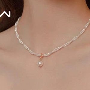 Symphonic lover dream retro double pearl necklace girl